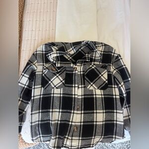 SHEIN Black and White Button Down flannel
